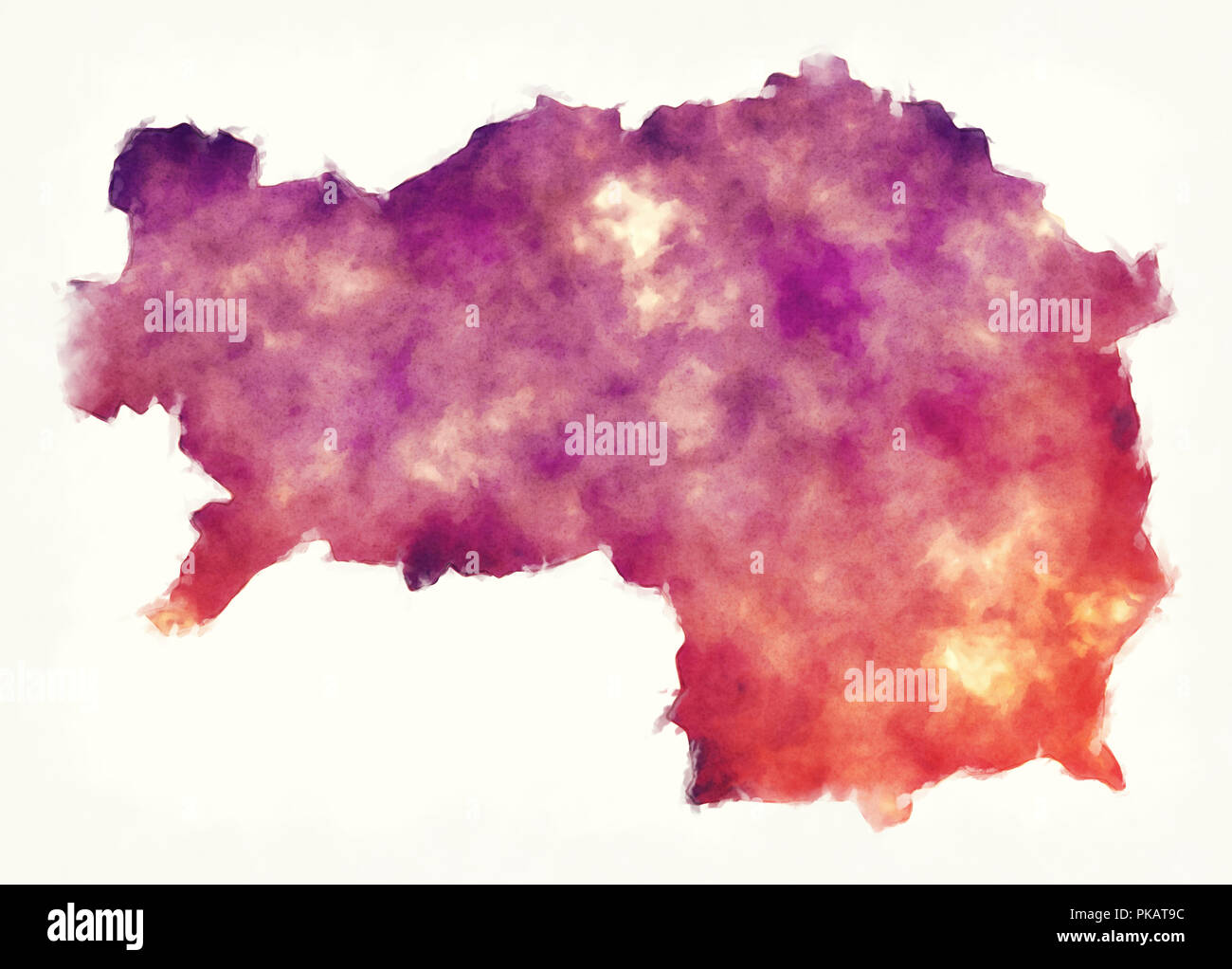Styrie État fédéral aquarelle site de l'Autriche devant un fond blanc Banque D'Images