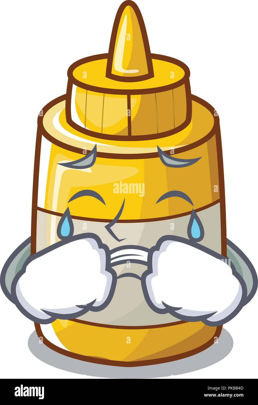 Pleurer la moutarde jaune en bouteille plastique cartoon Illustration de Vecteur