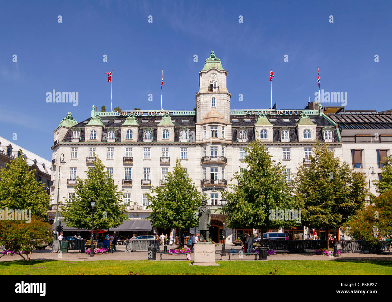 OSLO, Norvège - 12 juillet 2018 : Grand Hotel Central sur la rue Karl Johans gate, mieux connu comme le lieu de la annuel lauréat du Prix Nobel de la paix Banque D'Images