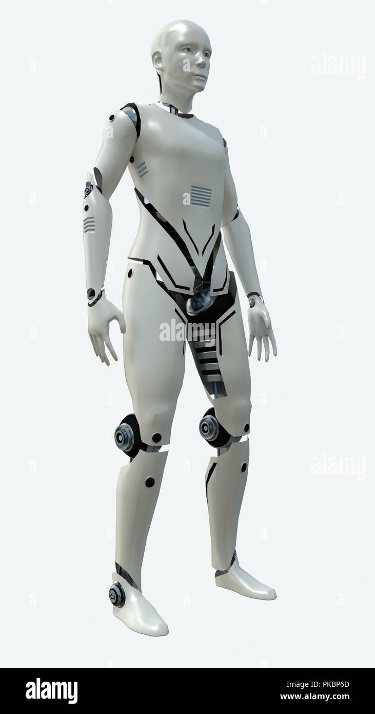 Modèle homme robot artificiel. Le rendu 3D Banque D'Images