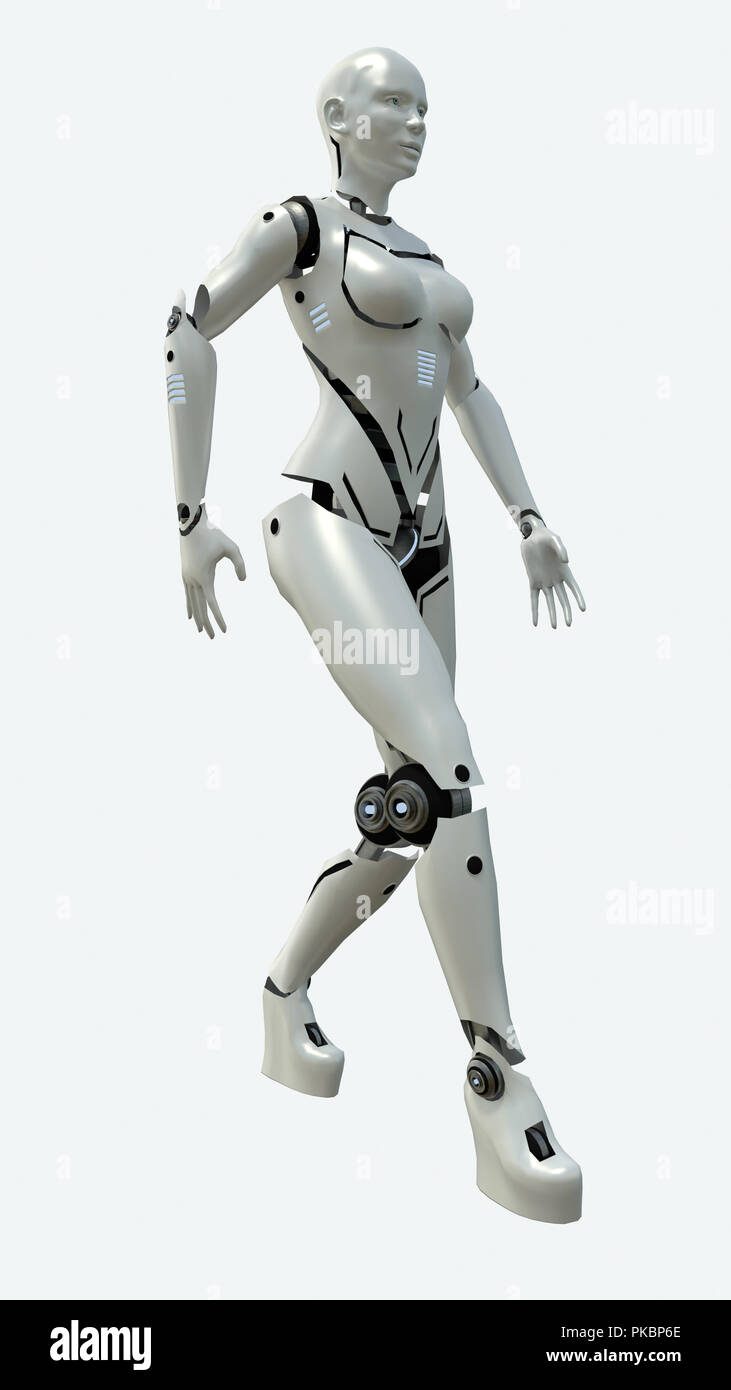 Modèle femme robot artificiel. Le rendu 3D Banque D'Images
