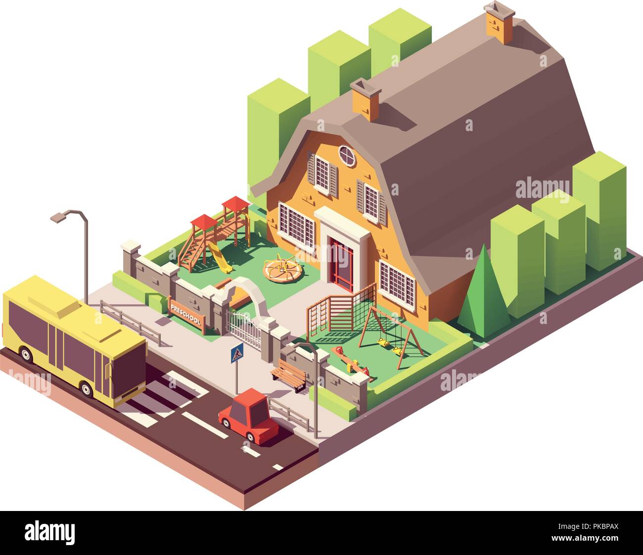 La maternelle isométrique vectoriel Illustration de Vecteur