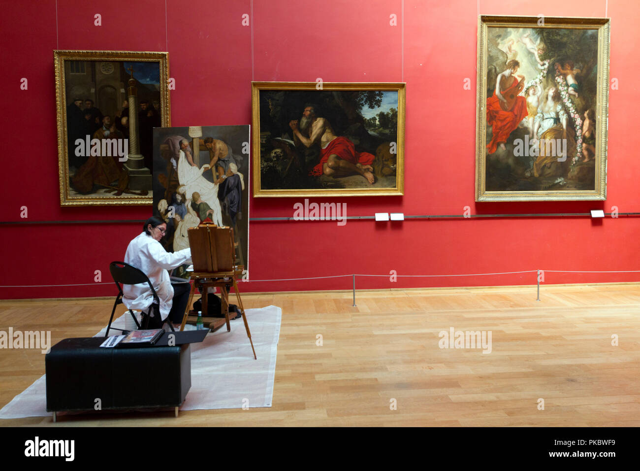 Copie de " La Descente de Croix " de Rubens, réalisée au Palais des Beaux-Arts de Lille Banque D'Images