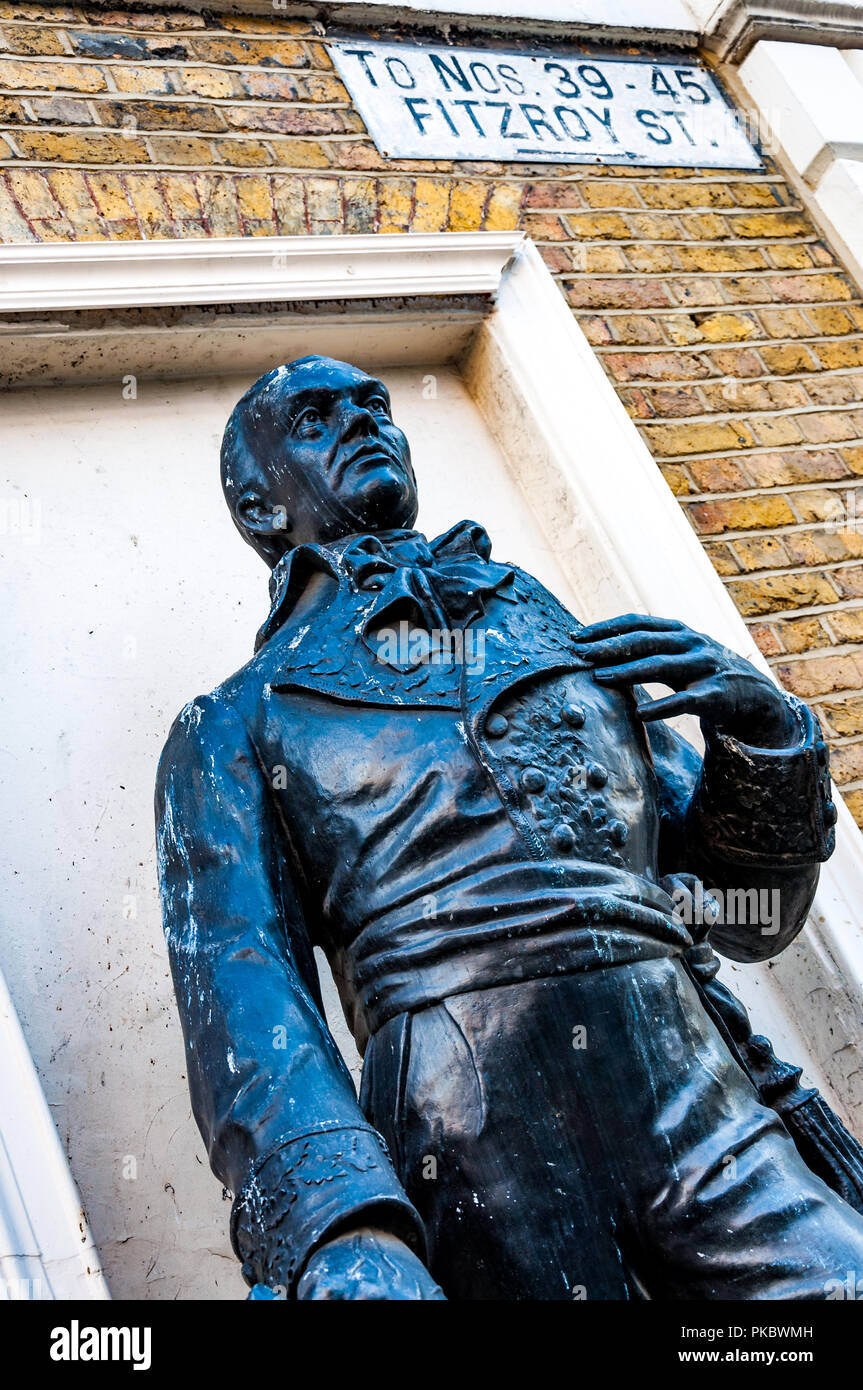 Statue de Francisco de Miranda, précurseur de l'indépendance de l'Amérique latine, Fitzrovia, Londres, Angleterre, Royaume-Uni Banque D'Images