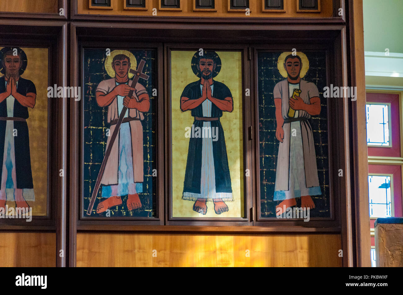 Les représentations de Jésus et des disciples au-dessus de l'autel de l'église St-Matthieu, Bethnal Green Banque D'Images