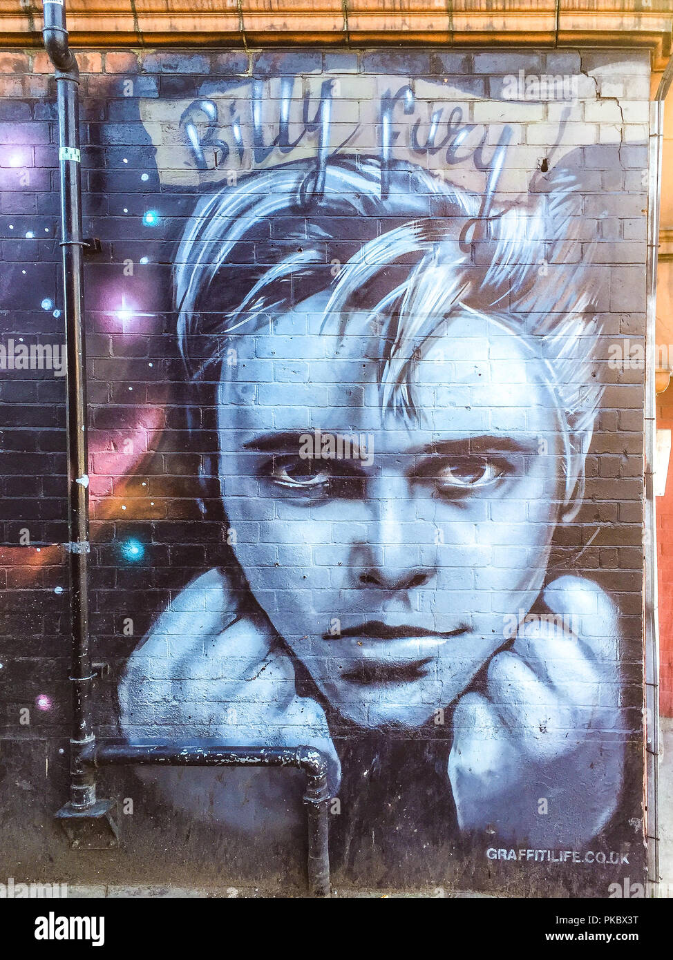Graffiti de Billy Fury, musicien de rock and roll dans Billy Fury, West Hampstead, England, UK Banque D'Images