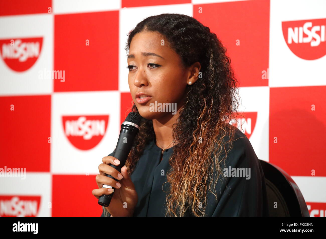 Yokohama, Japon. 13 Sep, 2018. Naomi Osaka Tennis : US Open féminin gagnant, joueuse de tennis japonaise Naomi Osaka, assiste à une conférence de presse à Yokohama, Japon . Credit : Sho Tamura/AFLO SPORT/Alamy Live News Banque D'Images