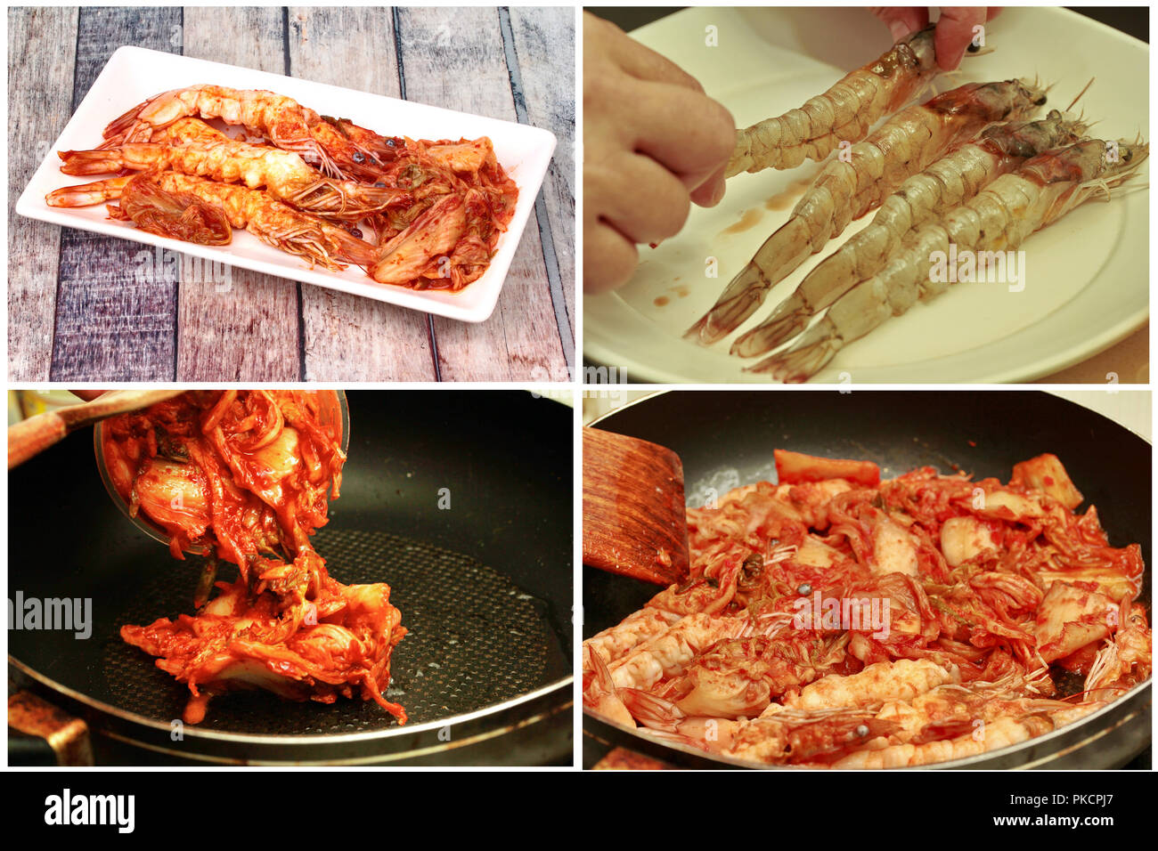 Cuisine maison,Korean Food,Fried Baechu Kimchi,crevettes en carapace des crevettes de Peel Banque D'Images