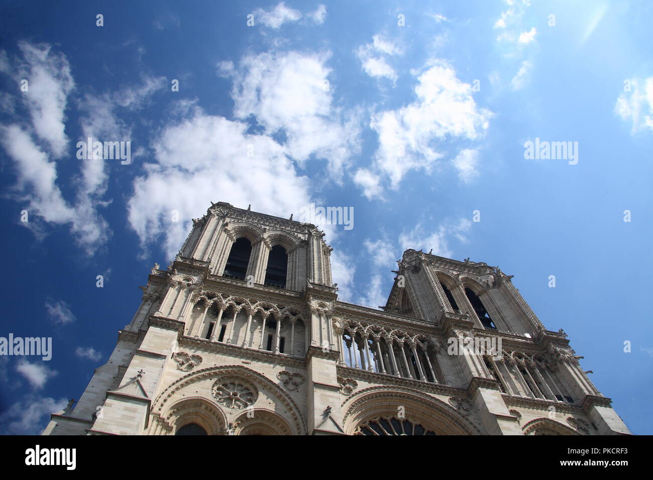 La cathédrale Notre Dame de Paris d'en bas Banque D'Images