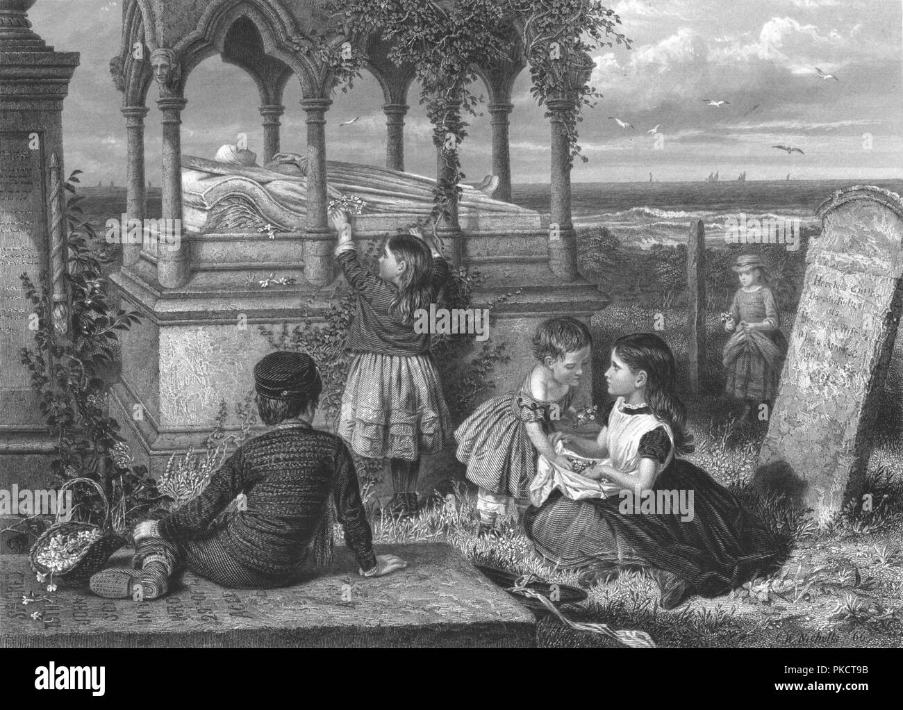 'Le Tombeau de Grace Darling', c1851-1886. Artiste : John Godfrey. Banque D'Images