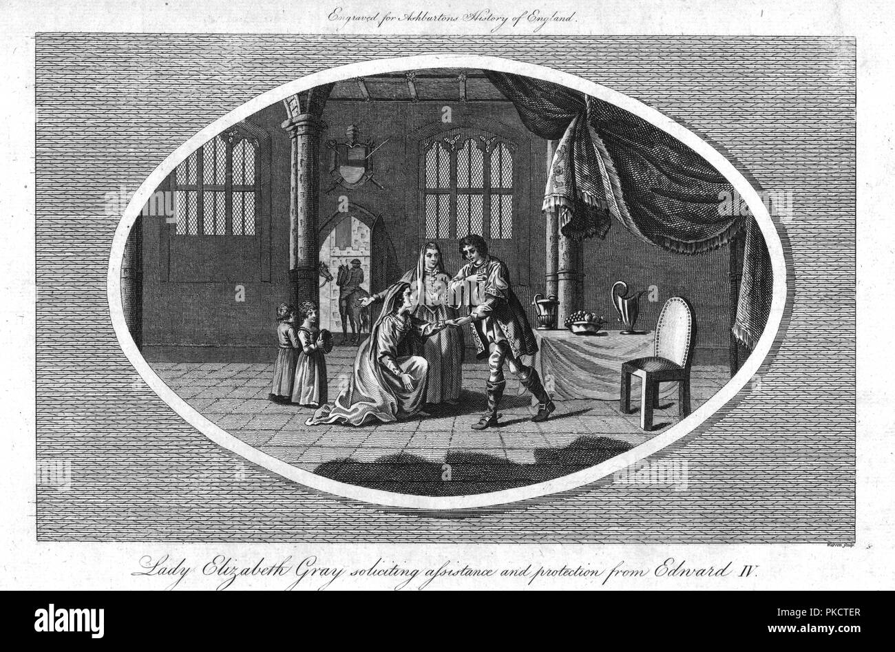 'Lady Elizabeth Gray sollicitant l'assistance et à la protection d'Edward IV", (1793). Artiste : Warren. Banque D'Images
