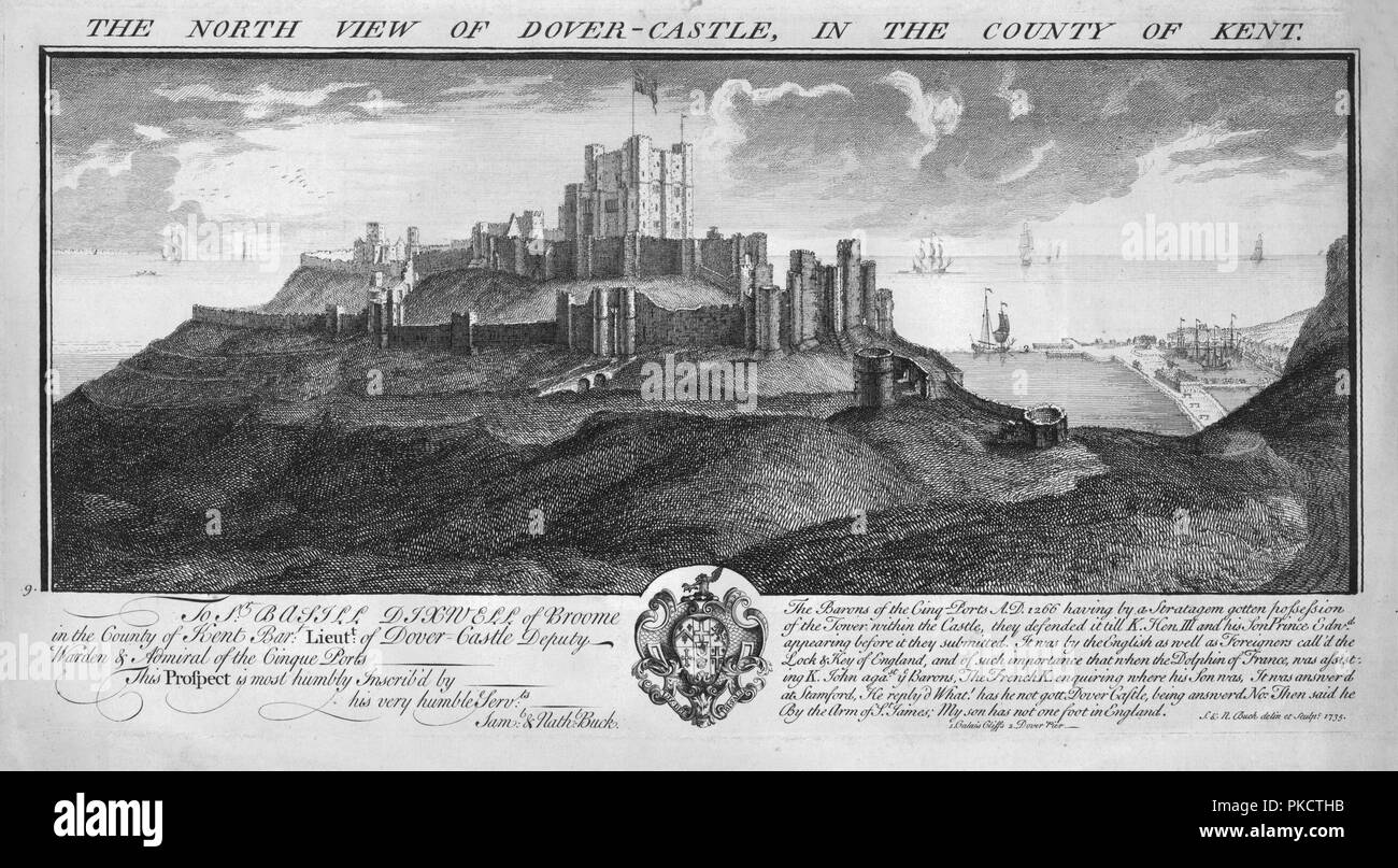 "La vue du Nord d'Dover-Castle, dans le comté de Kent.', c1735. Artistes : Samuel Buck, Nathaniel Buck. Banque D'Images