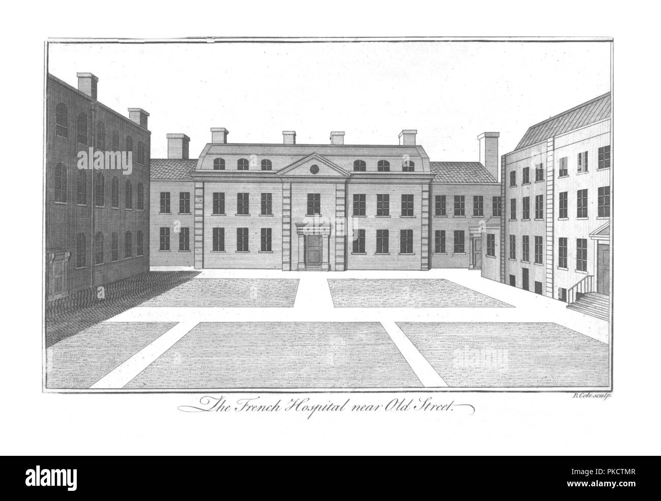 'L'Hôpital français près de Old Street.', c1756. Artiste : Benjamin Cole. Banque D'Images