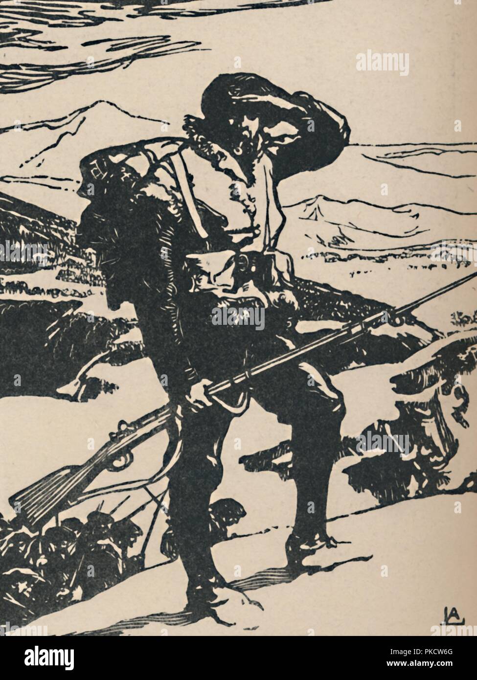 'Chasseur alpin regardant la plaine du Rhin', 1919. Artiste : Auguste Lepere. Banque D'Images