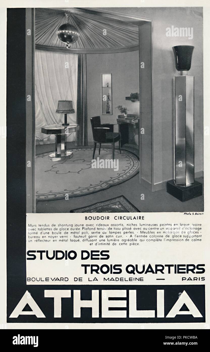 'Boudoir Circulaire - Studio Des Trois quartiers - Athelia', 1933. Artiste : Inconnu. Banque D'Images