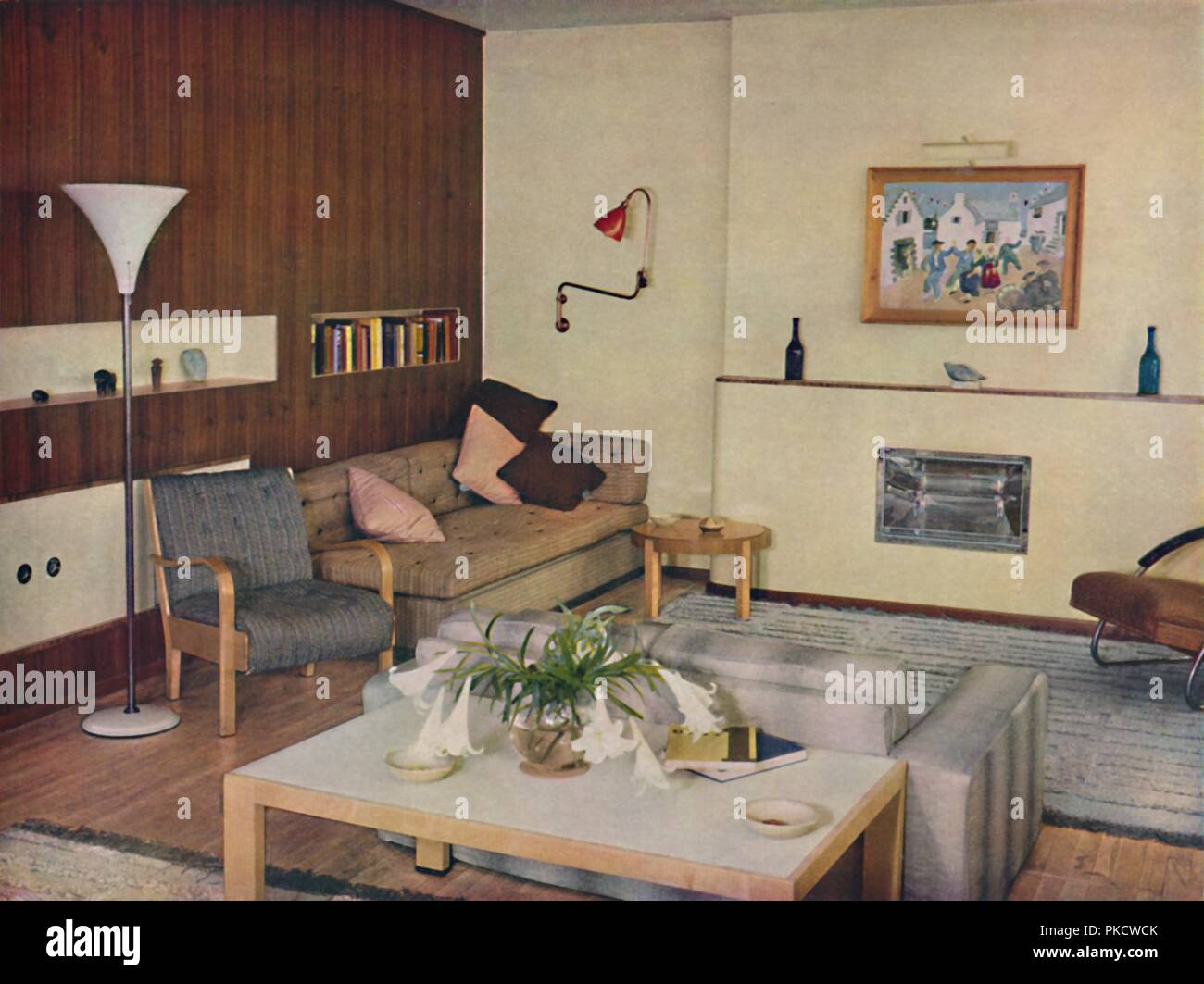 "Le séjour dans un Londres télévision, redessiné par Serge Chermayeff, F. R.I.B.A.", 1936. Artiste : Inconnu. Banque D'Images