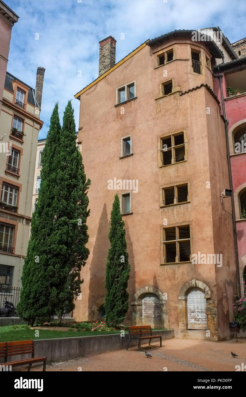 Casa de los Abogados dans le quartier Saint Jean de Lyon, France. Banque D'Images