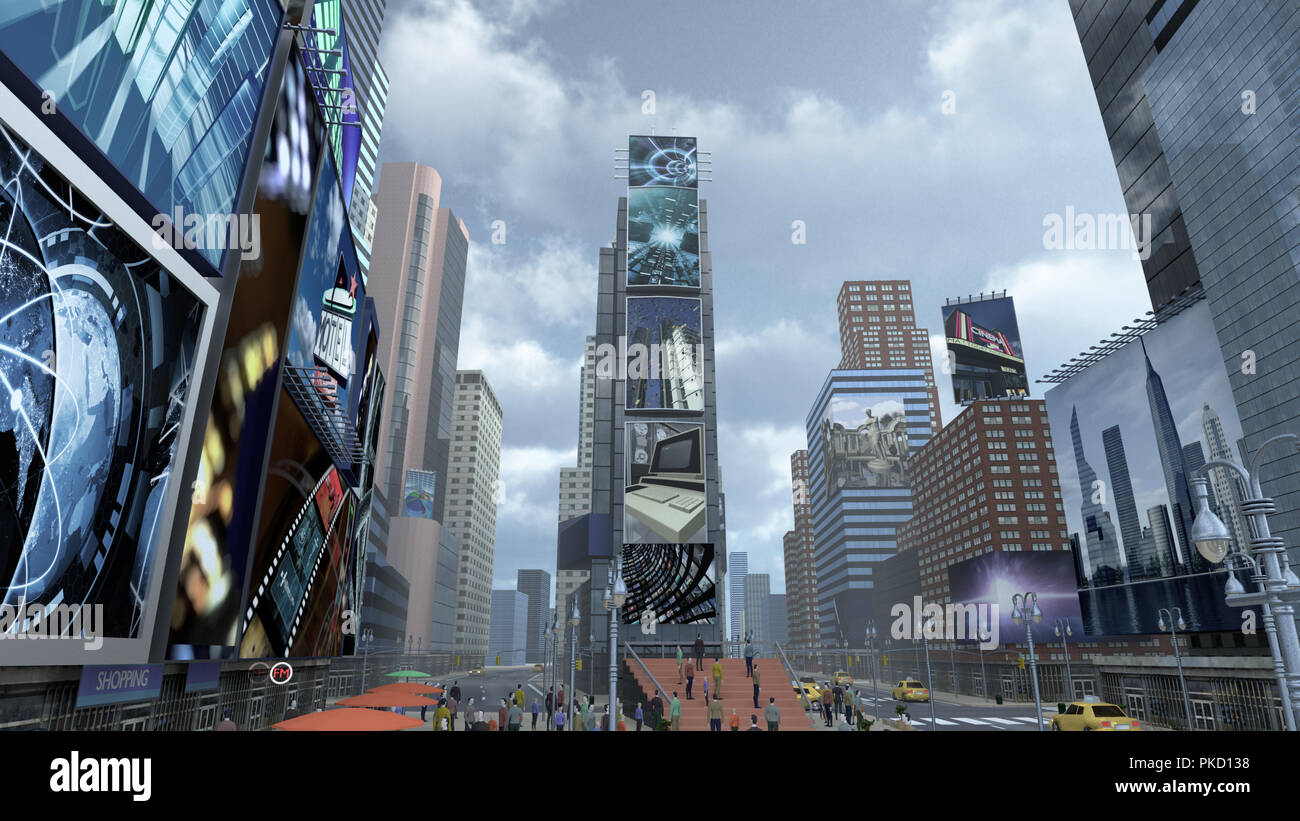 Time Square New York Manhattan. Le rendu 3D Banque D'Images