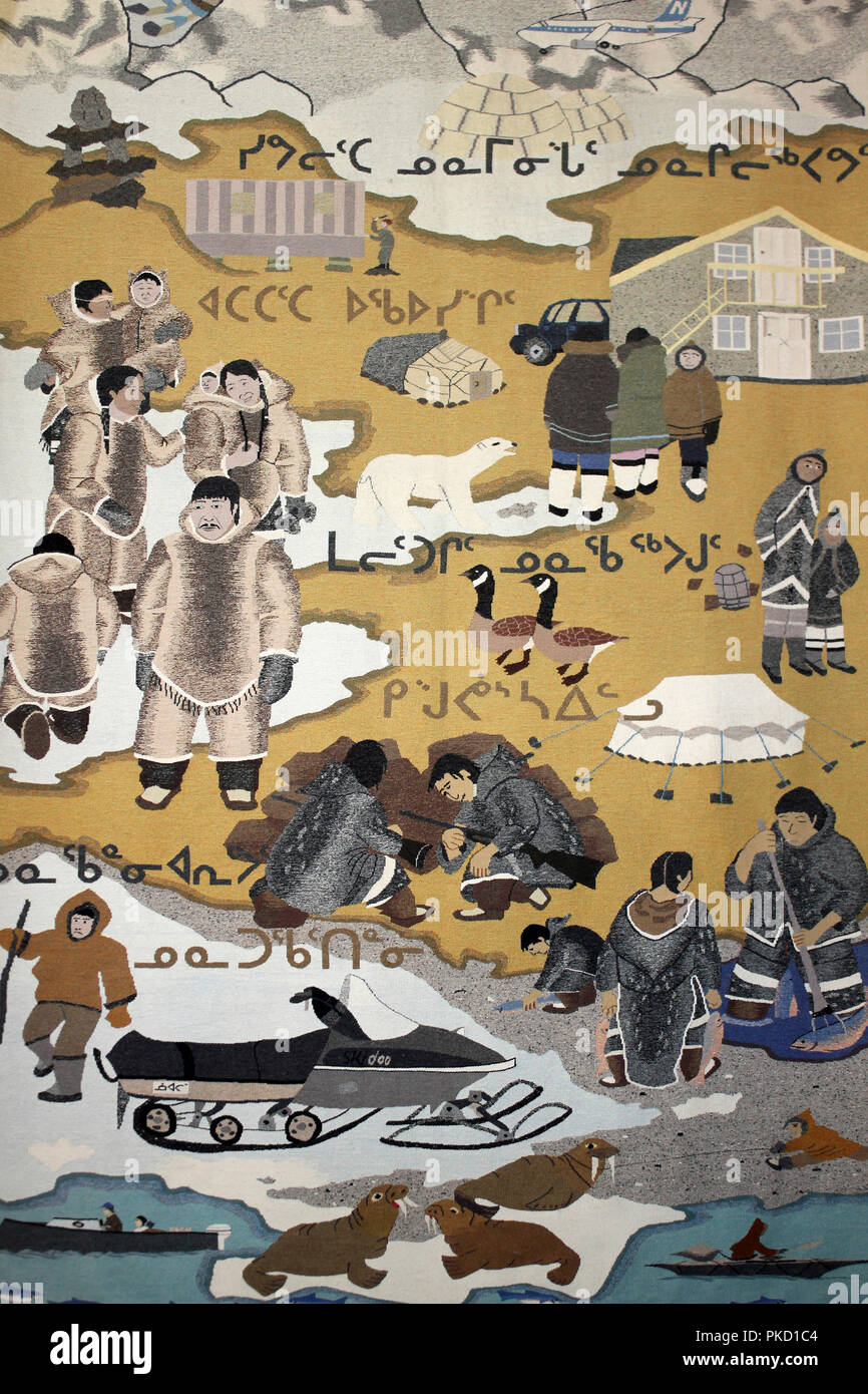 Tapisserie représentant la vie des Inuits Banque D'Images