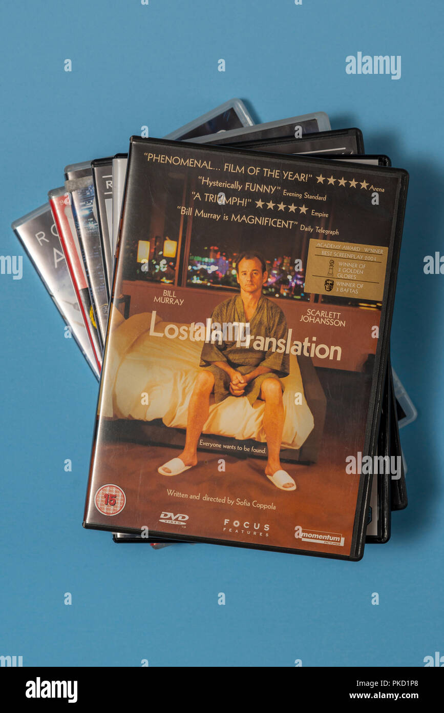 DVD du film 'Lost in Translation' dans une affaire avec une illustration. Banque D'Images