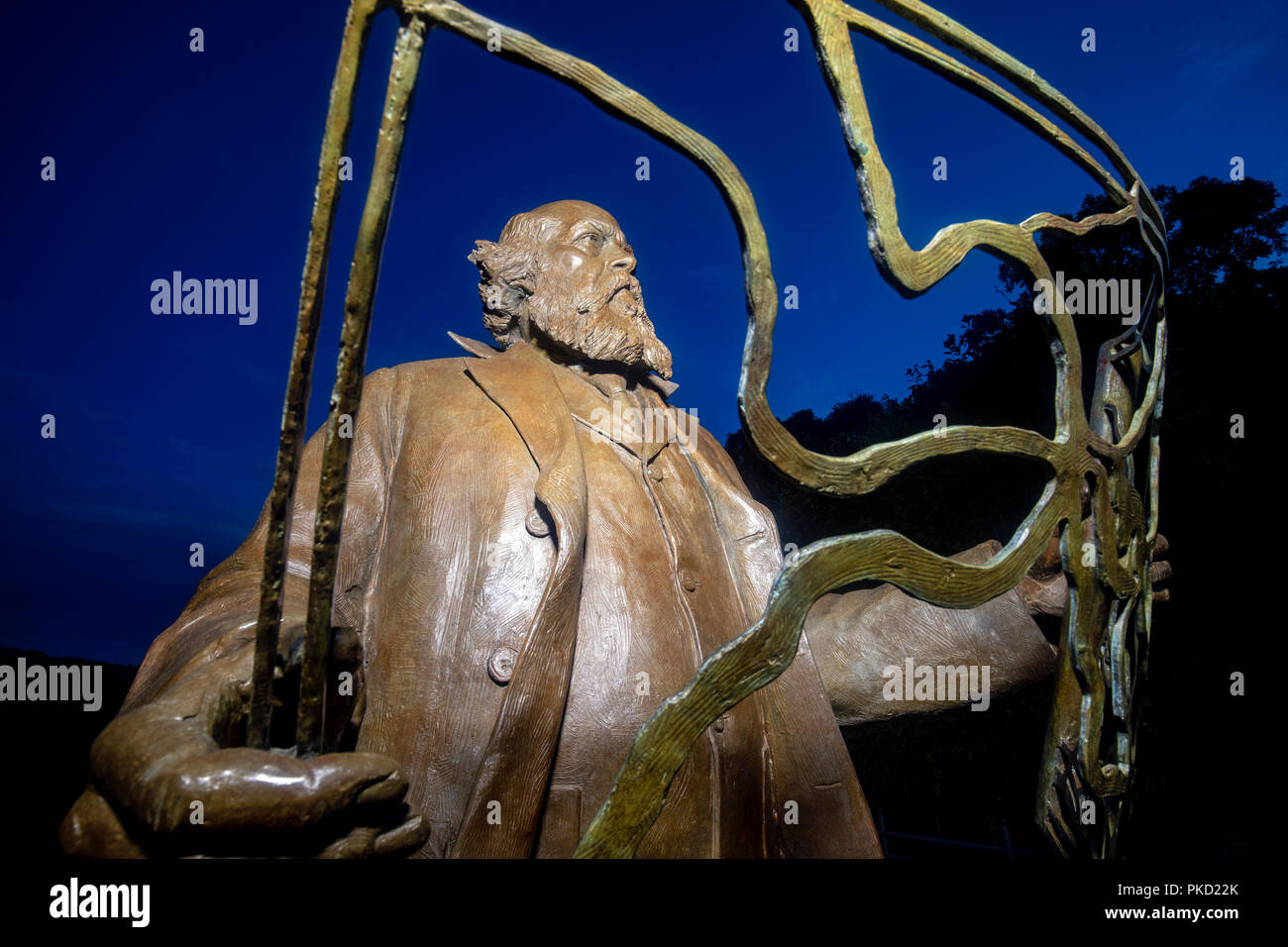 Frederick Law Olmsted - père de l'architecture du paysage américain - Statue en bronze de l'artiste Zénos Frudakis - North Carolina Arboretum, Asheville, Nort Banque D'Images