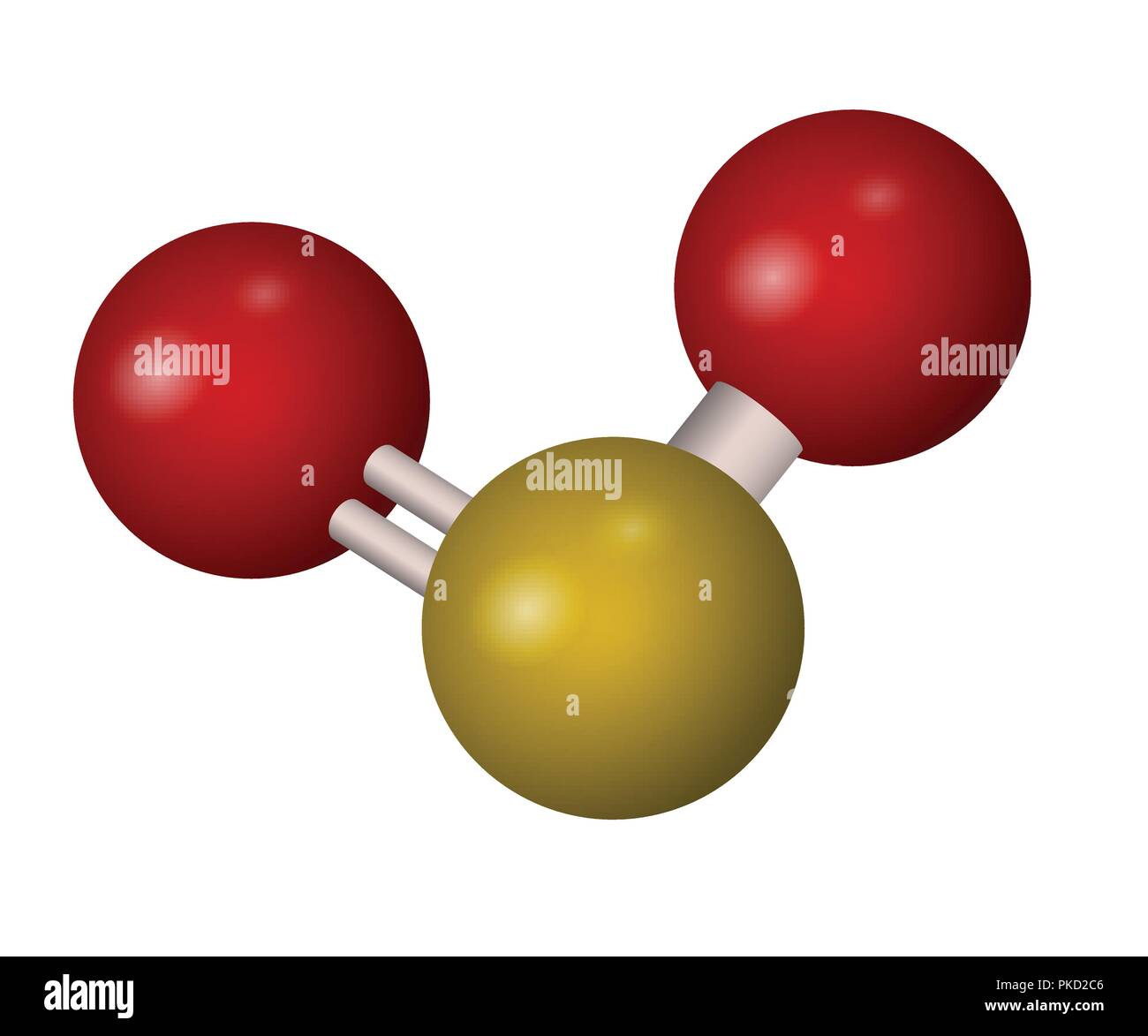 Une molécule de dioxyde de soufre. Formule 3D SO2. Vector illustration. La structure chimique. Illustration de Vecteur