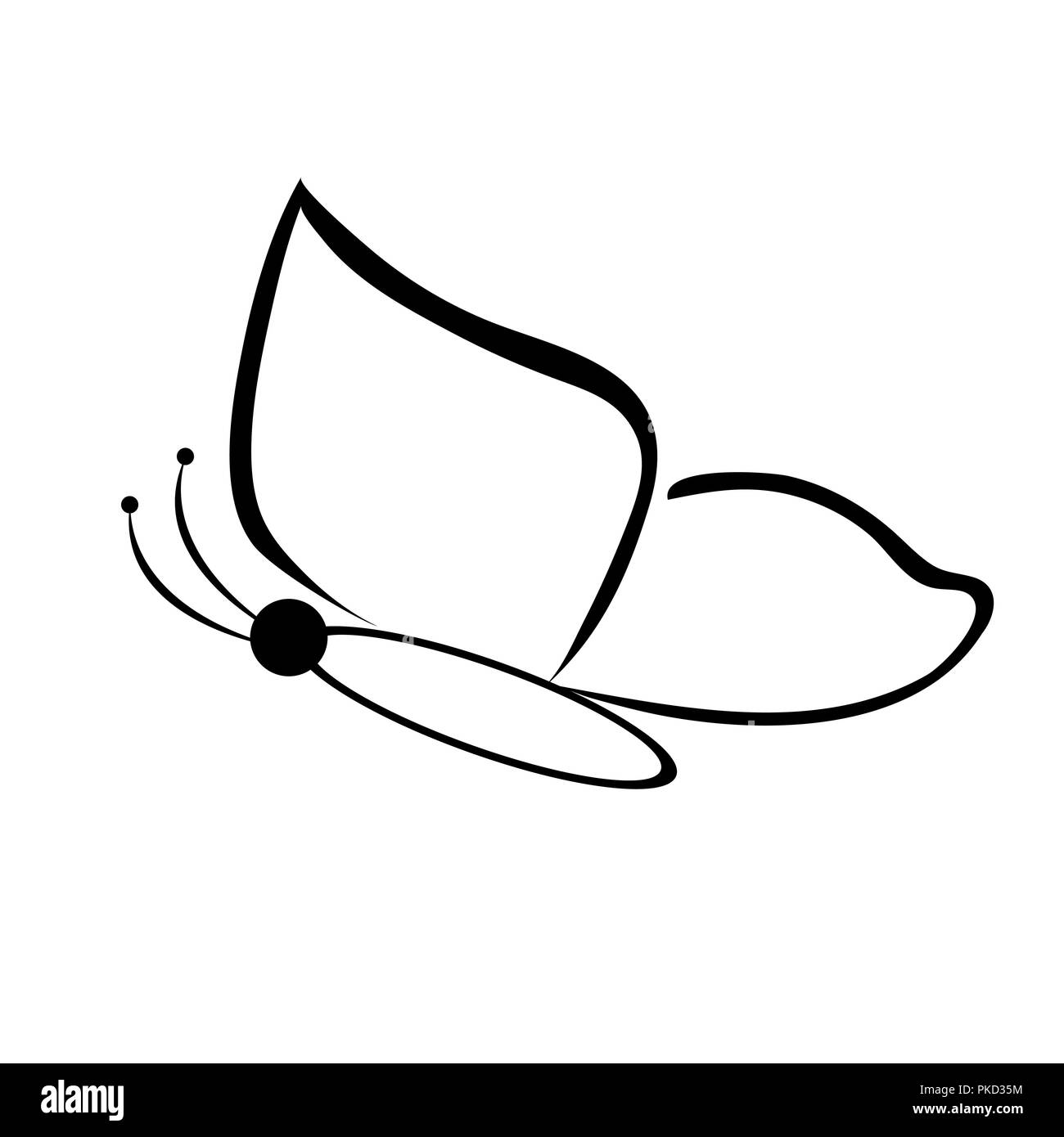 Papillon noir sur fond blanc Illustration de Vecteur