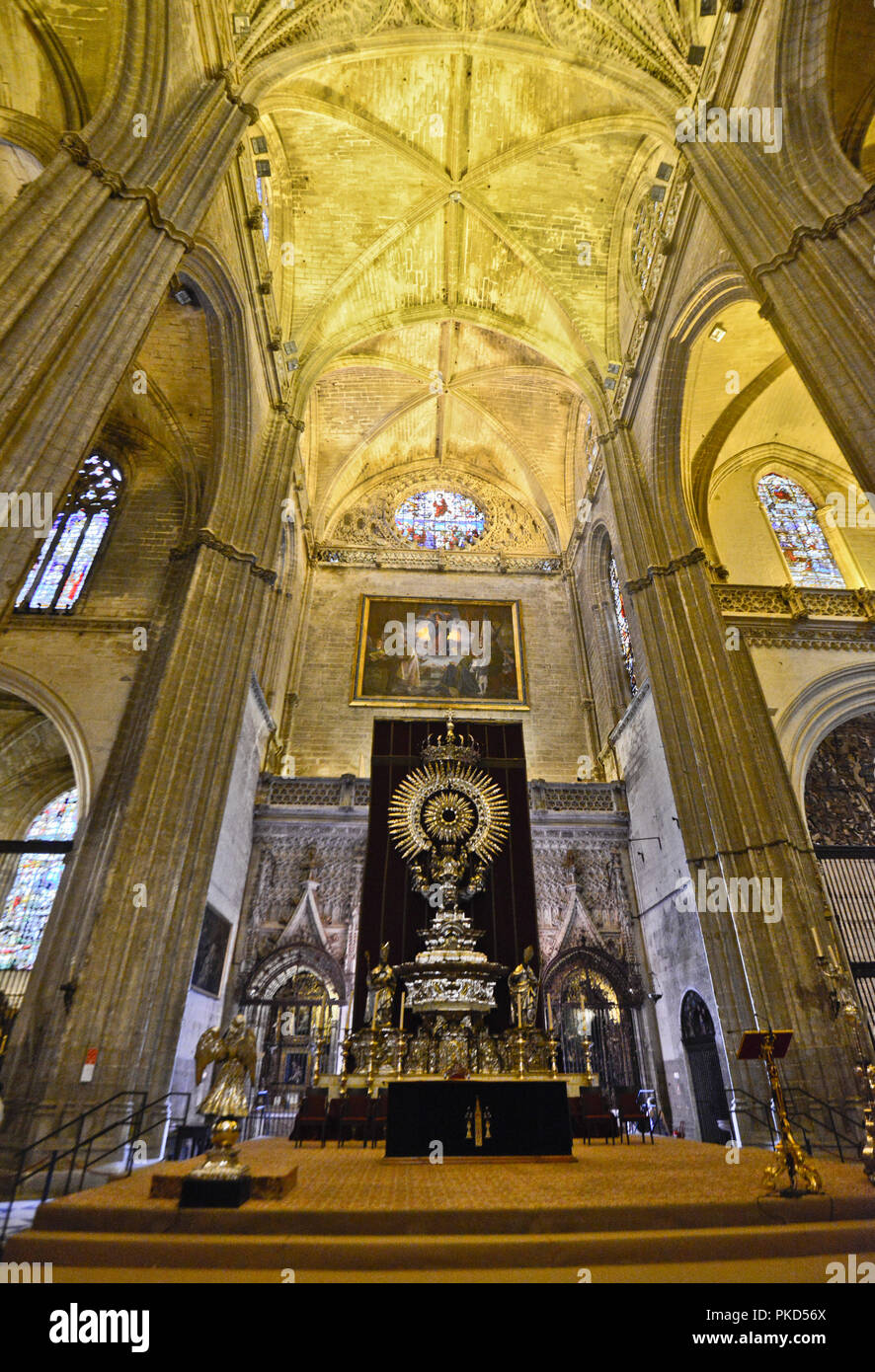 Intérieur de la Cathédrale de Séville, Espagne Banque D'Images