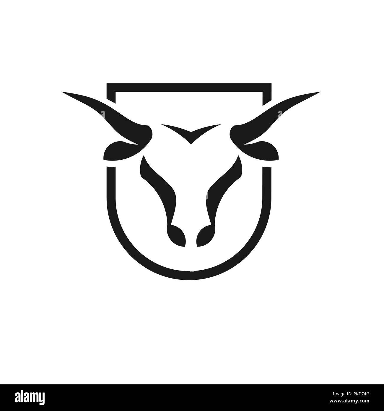 Bull Head black shield logo vector concept illustration, logo Buffalo Head tête de taureau,bouclier noir. logo logo Animal bull sign Illustration de Vecteur