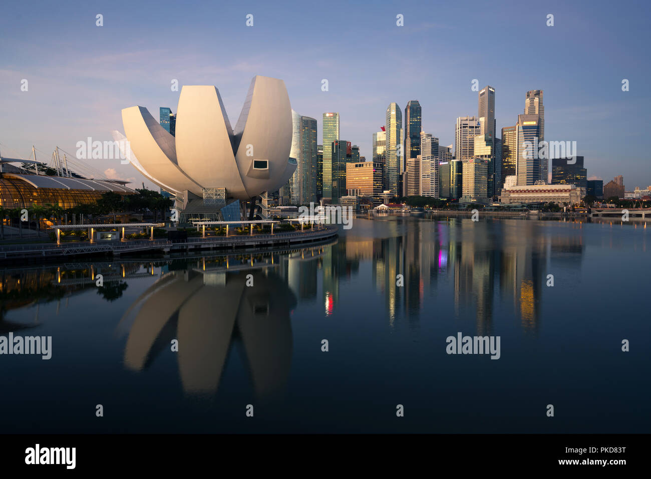 Gratte-ciel de Singapour se trouvant au centre-ville Quartier des affaires à Marina Bay, Singapour de nuit. Banque D'Images