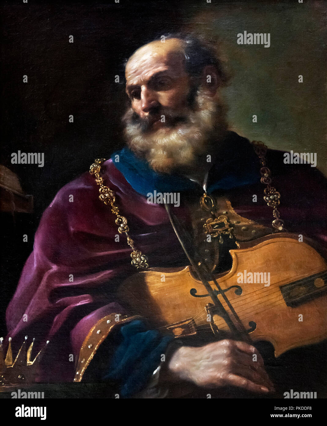Le roi David par Il Guercino (Giovanni Francesco Barbieri, 1591-1666) Banque D'Images