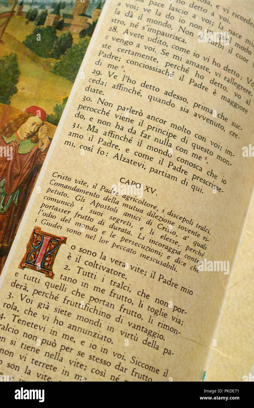 La bible - ancien testament - nouveau testament - relié en cuir avec illustrations - libre - pour un usage éditorial uniquement Banque D'Images