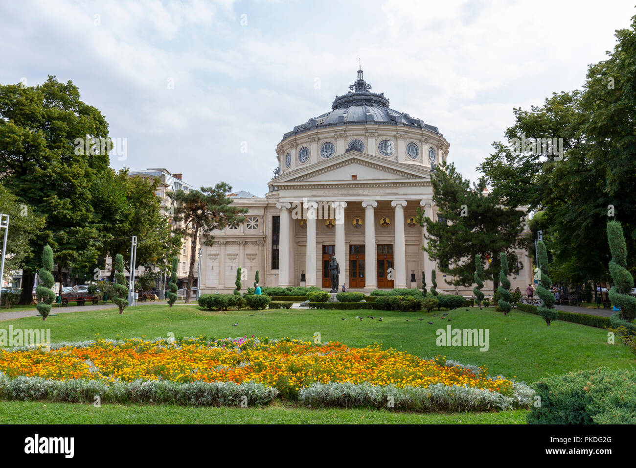 L'Athénée Roumain (en roumain : Ateneul Român) à Bucarest, Roumanie. Banque D'Images