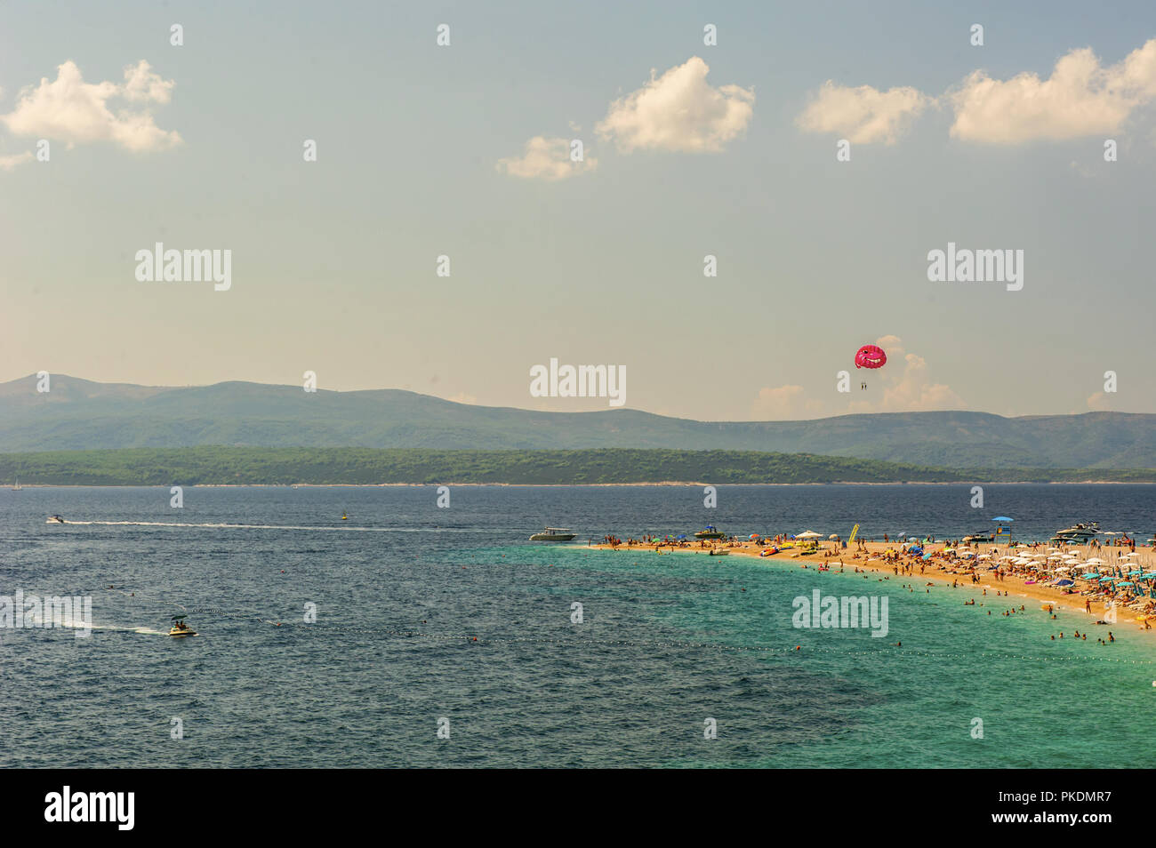 Plage de Zlatni Rat sur l'île croate de Brac Banque D'Images