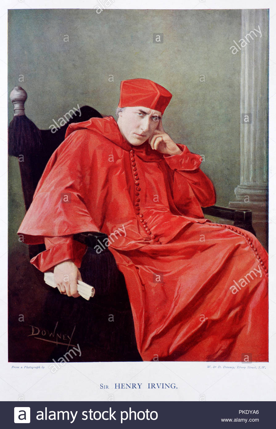 Portrait de Sir Henry Irving, 1838 - 1905, né John Henry Brodribb, parfois connu sous le nom de J. H. Irving, était un acteur français dans l'ère victorienne, illustration couleur à partir de 1899 Banque D'Images