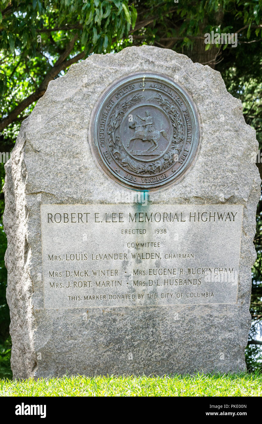 Un marqueur de l'autoroute des Confédérés hommage à Robert E. Lee est situé à la maison de l'état de la Caroline du Sud, le 10 juillet 2015, à Columbia, en Caroline du Sud. Banque D'Images