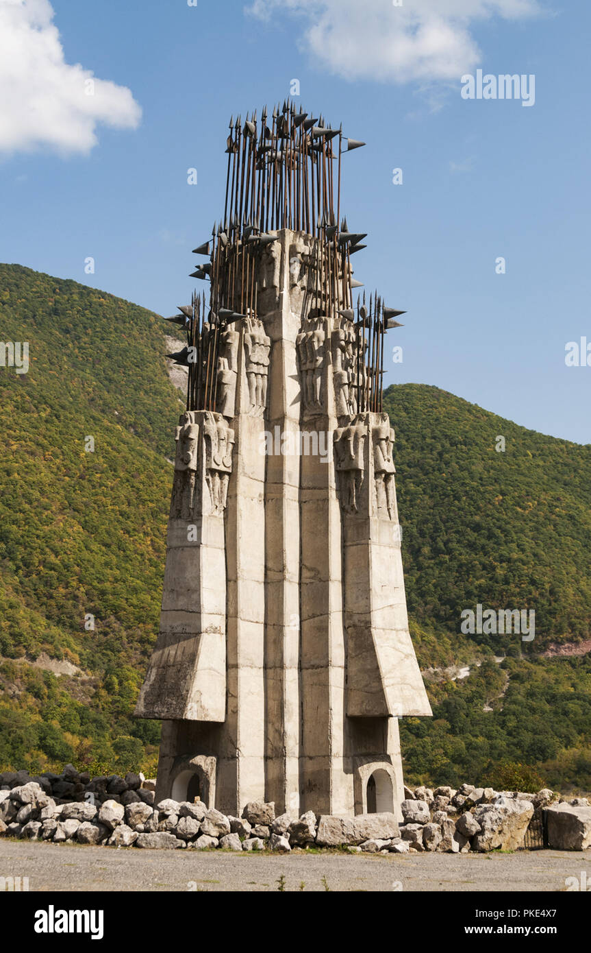 La Géorgie, route militaire géorgienne, la Russie et la Géorgie ou de l'Amitié Traité de Georgievsk Monument, 1983 Banque D'Images