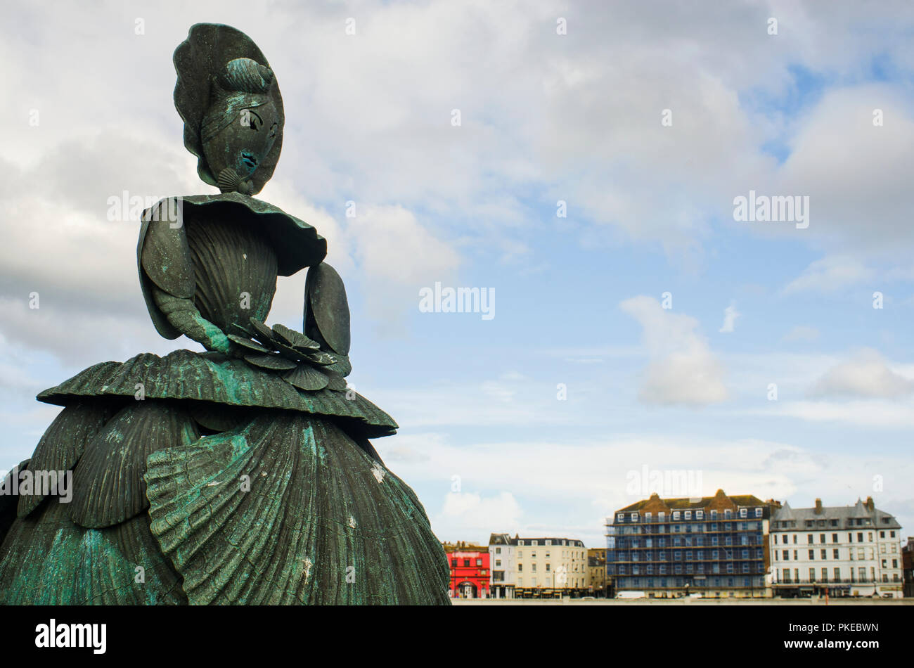 Statue en bronze de Mme Booth le shell dame de Margate, Margate, Kent, Thanet Banque D'Images