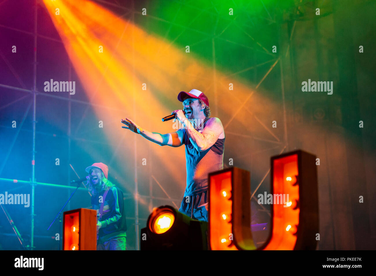 Barcelone, Espagne. 11 Septembre, 2018. Les concerts par Macaco en Arc de Triomf partie de l'événement 'festa per la Llibertat'. Photographe : © Aitor Rodero. Banque D'Images