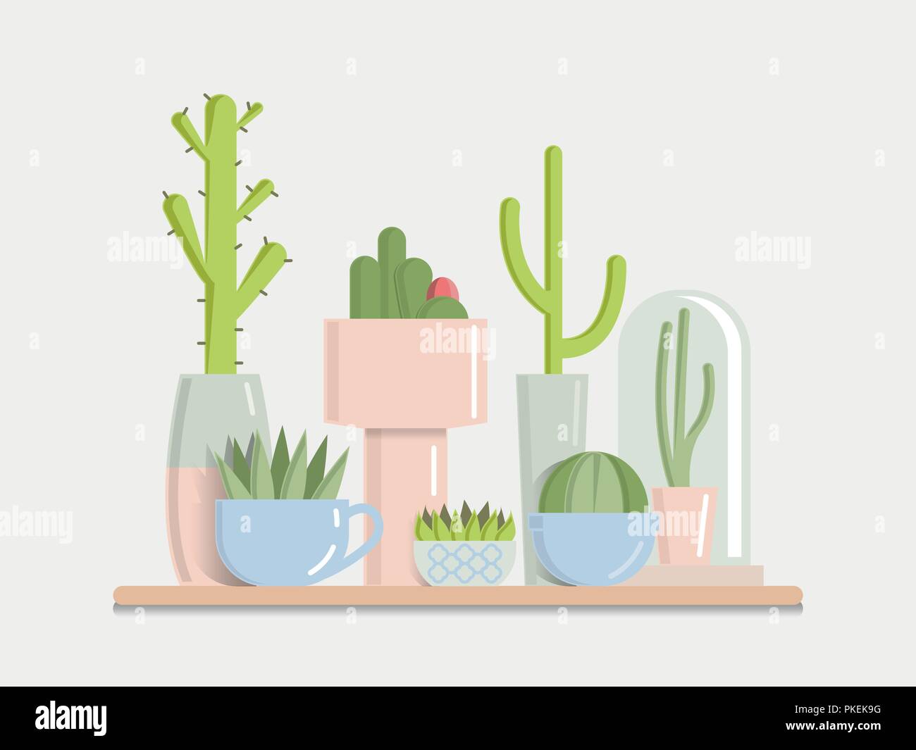 Cactus ensemble dans des pots. Télévision vector illustration. Illustration de Vecteur