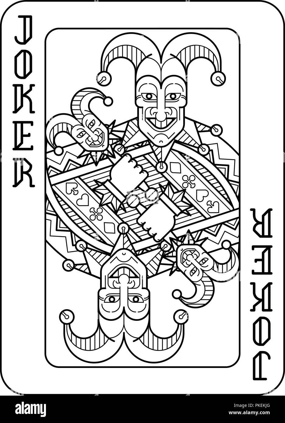 Joker jeu de cartes noir et blanc Illustration de Vecteur