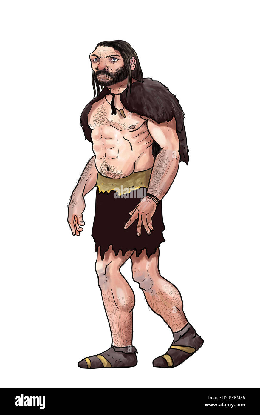 Illustration numérique d'un homme de Néandertal. La préhistoire Banque D'Images