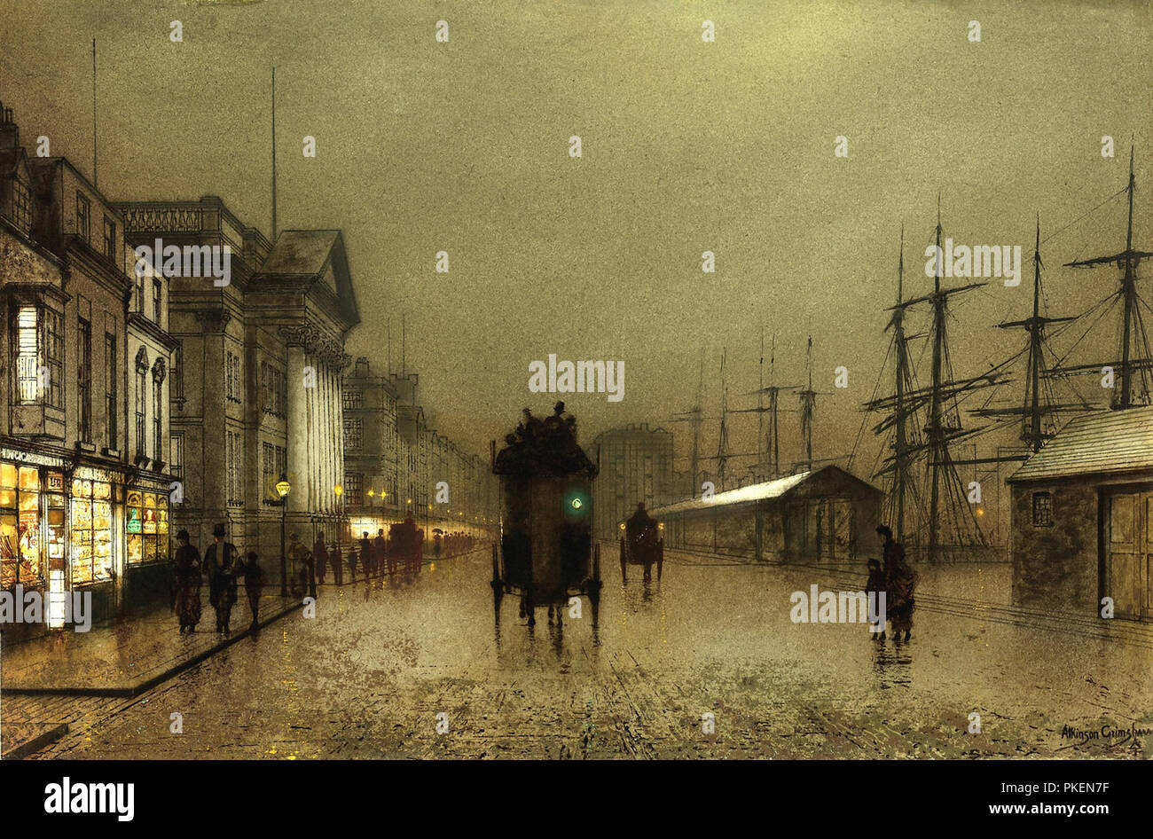 John Atkinson Grimshaw - la nuit à Liverpool à quai 1 Banque D'Images
