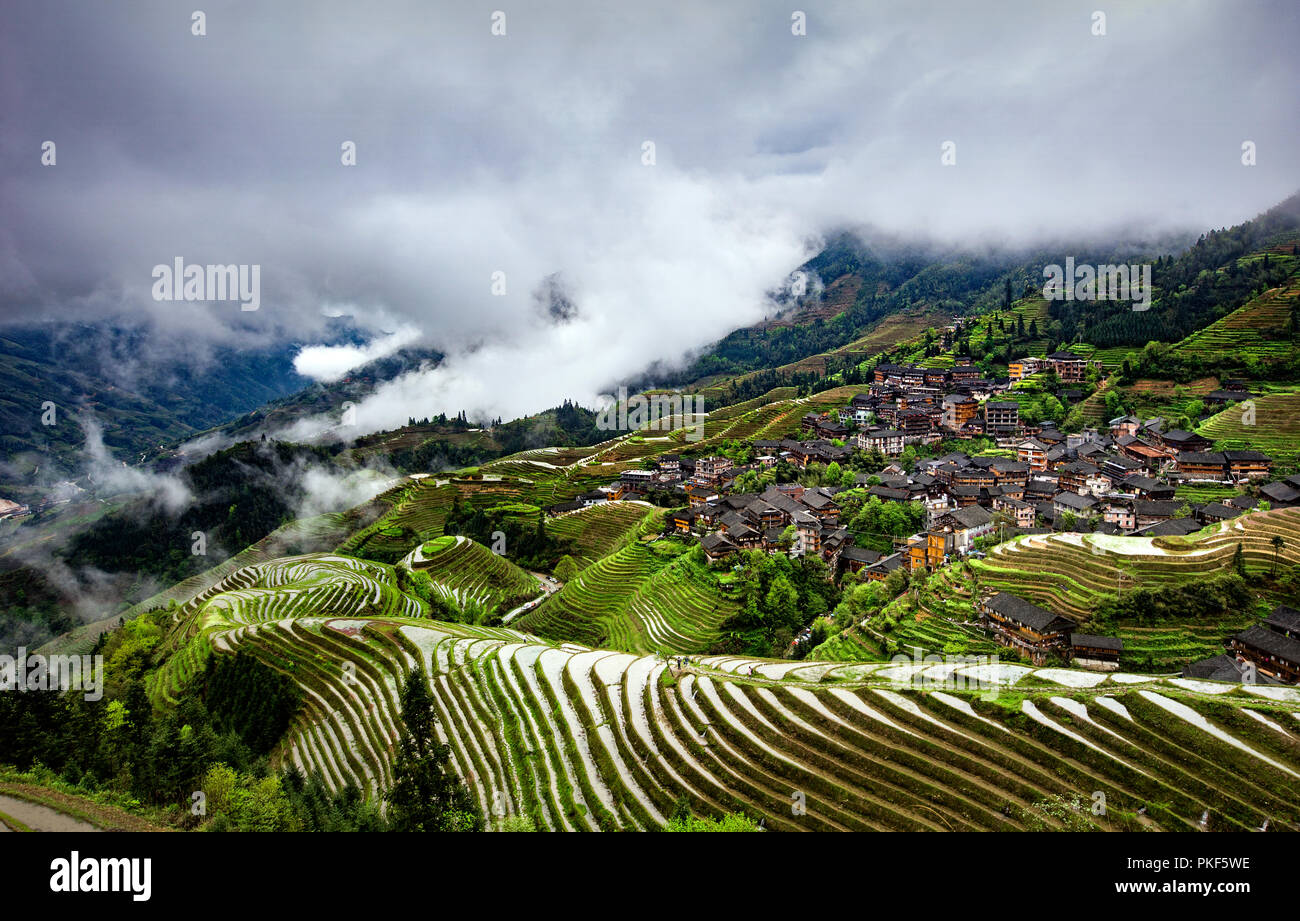 Guangxi guilin dragon ridge terrace Banque D'Images