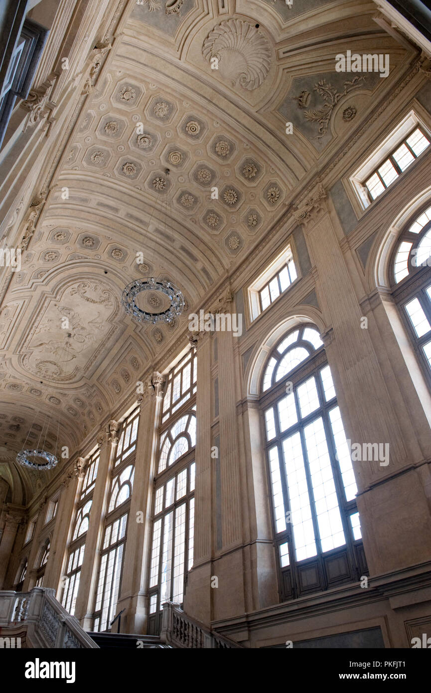 L'intérieur baroque du 18e siècle façade du palais Palazzo Madama, à Turin (Italie, 18/06/2010) Banque D'Images