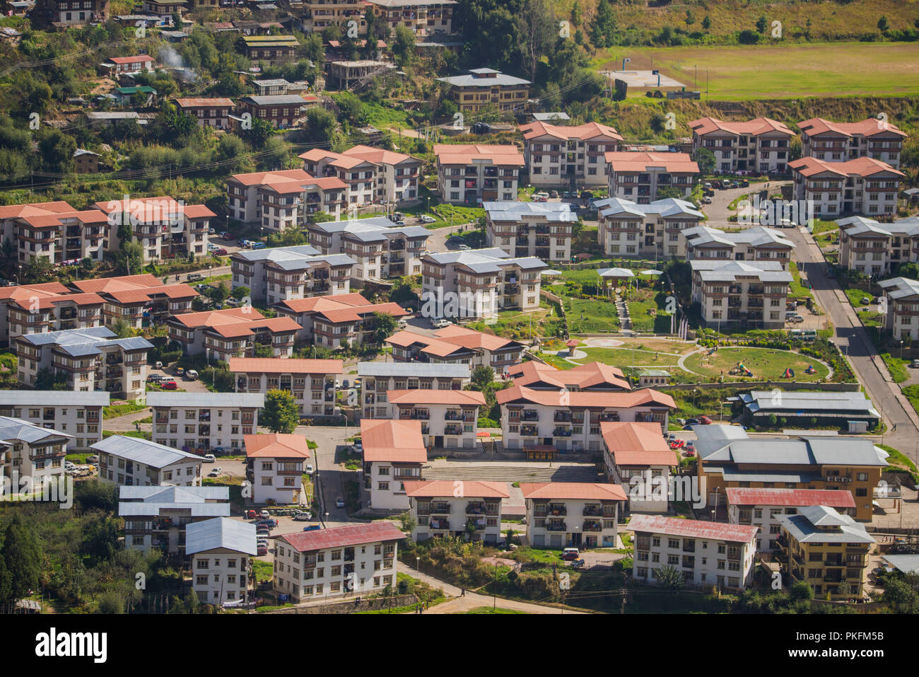 La population de la classe moyenne ,,sud,règlement,Thimpu,Bhoutan. Banque D'Images