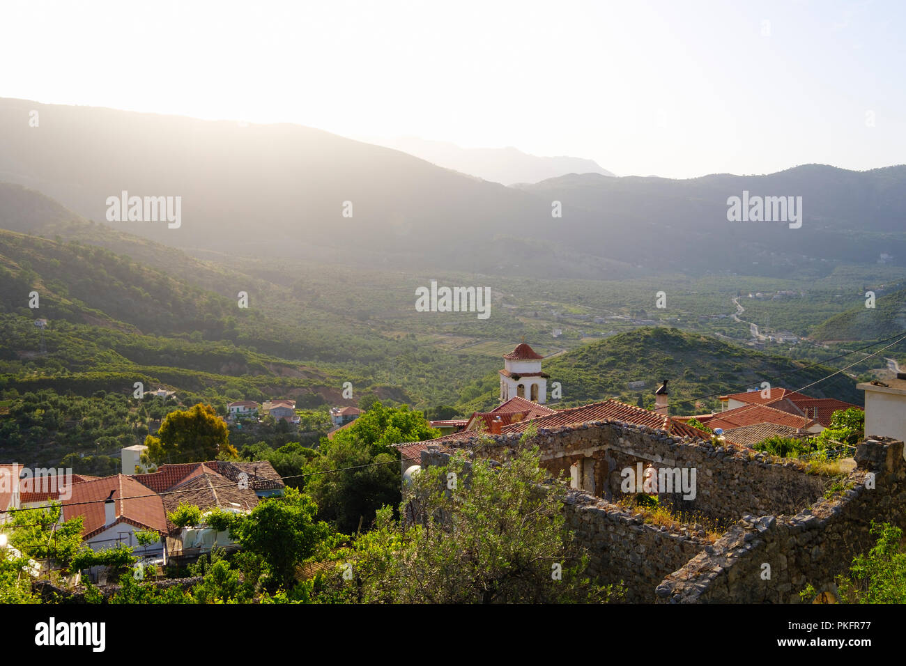 Himara vieux village de montagne, l'Albanie, Himarë se trouve, Varkala Banque D'Images