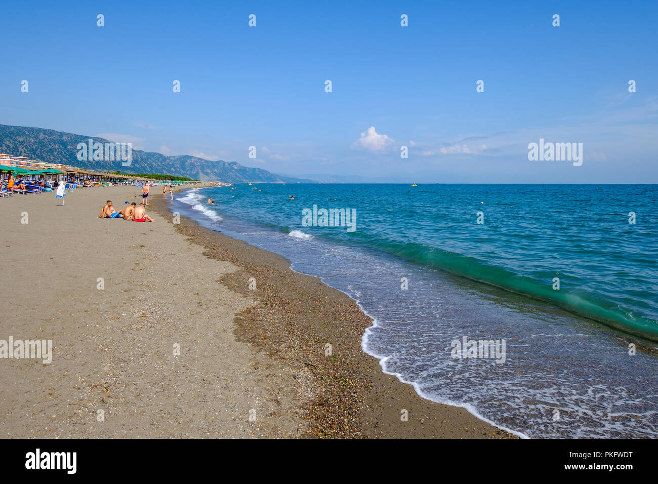 Plage de sable, plage Velipoja, Velipojë, Adria, Qark Shkodra, l'Albanie Banque D'Images