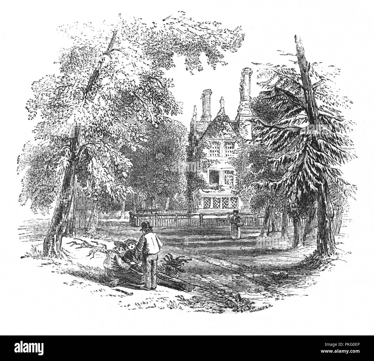 Le manoir, à Stoke Poges, Buckinghamshire, Angleterre a été construit avant la conquête normande et a été mentionné dans le Domesday Book 1086. En 1555 le propriétaire, Francis Hastings, 2 comte d'Huntingdon, tiré vers le bas une grande partie de la maison existante et la remplacer par une grande maison en brique de style Tudor, avec de nombreuses cheminées et gables. Le roi Charles I a été emprisonné à Stoke Poges Manor en 1647 avant son exécution. Banque D'Images