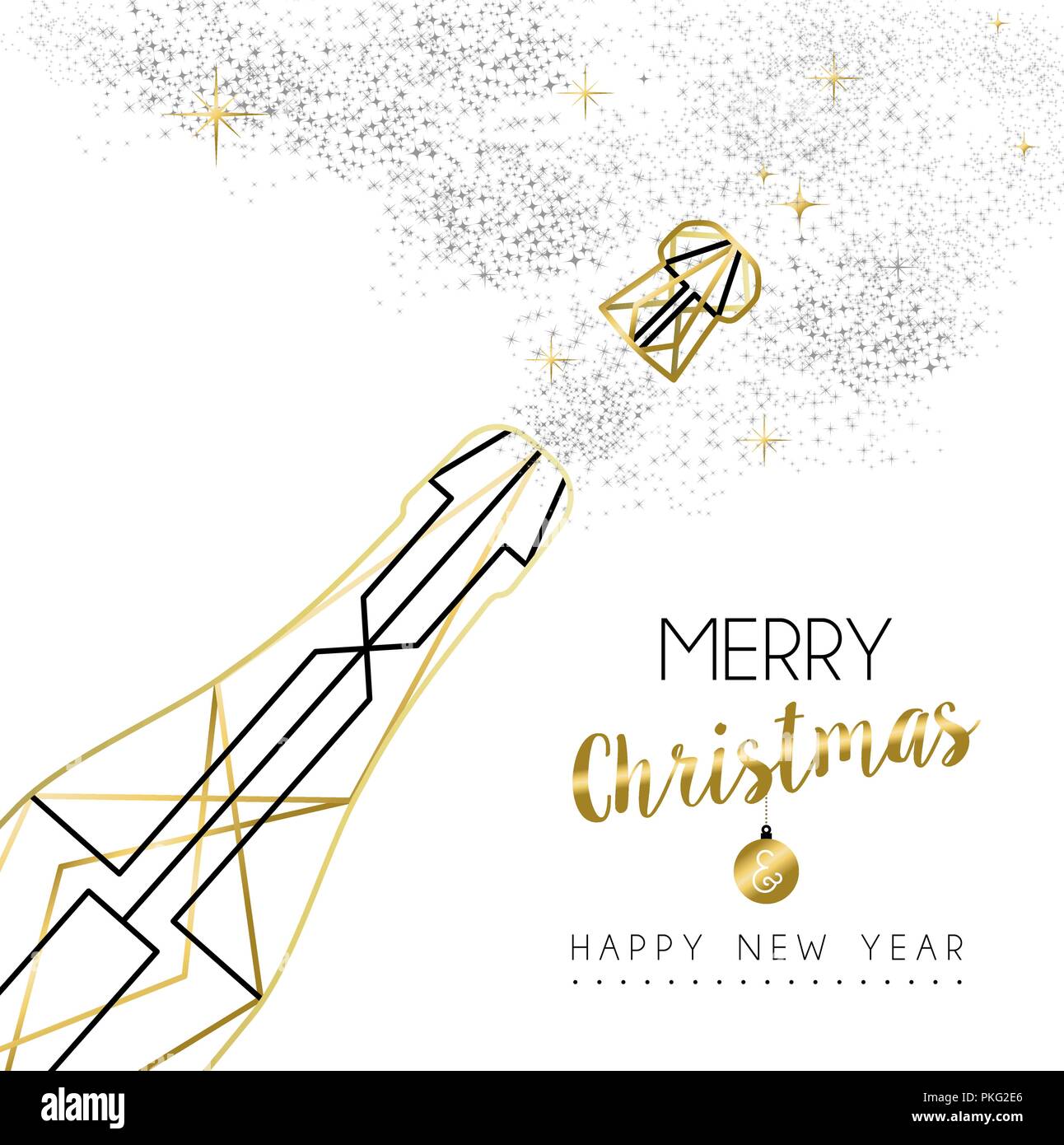 Joyeux noël bonne année champagne design à l\u0027art déco style